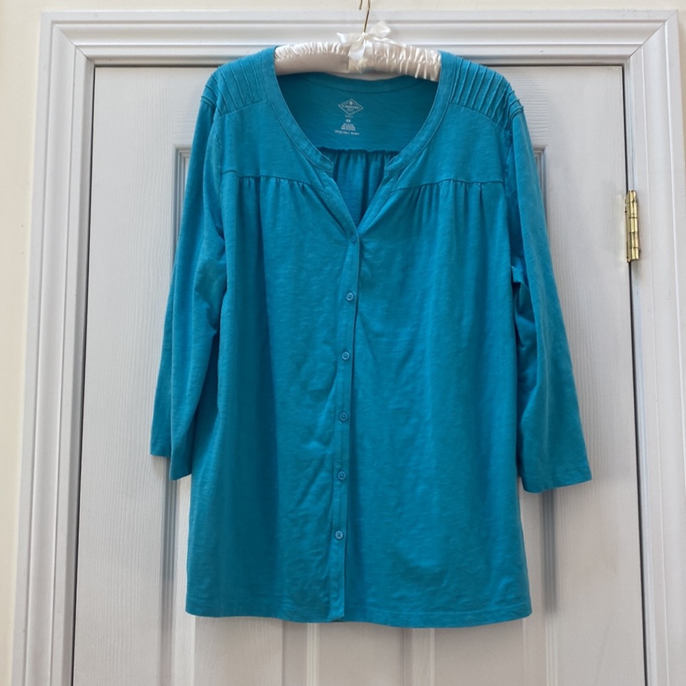 3/$29 - St. John’s Bay Turquoise Top, Size 2X